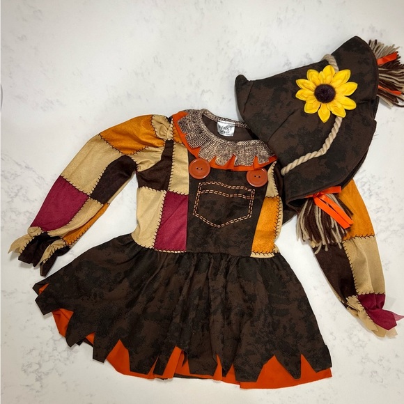 Spirit Kids Patchwork Scarecrow Costume - Brown, Orange, Cream - Picture 2 of 6